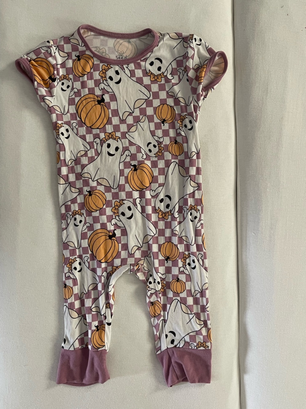 Simple Seed Baby-Short Long Halloween Ghost & Pumpkin Romper